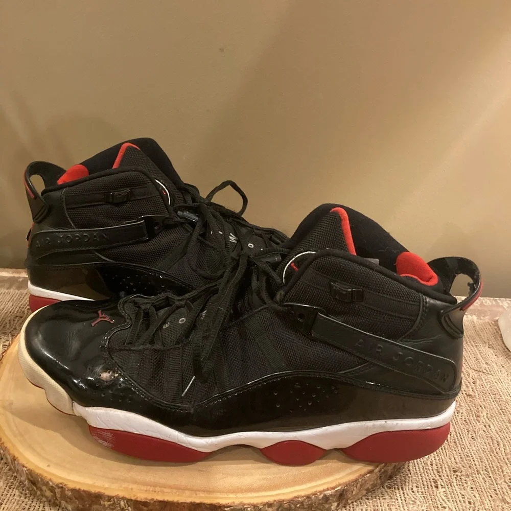 Nike Jordan 6 Rings‎ Black Varsity Red Size 12 rare 322992-062 Basketball Shoe